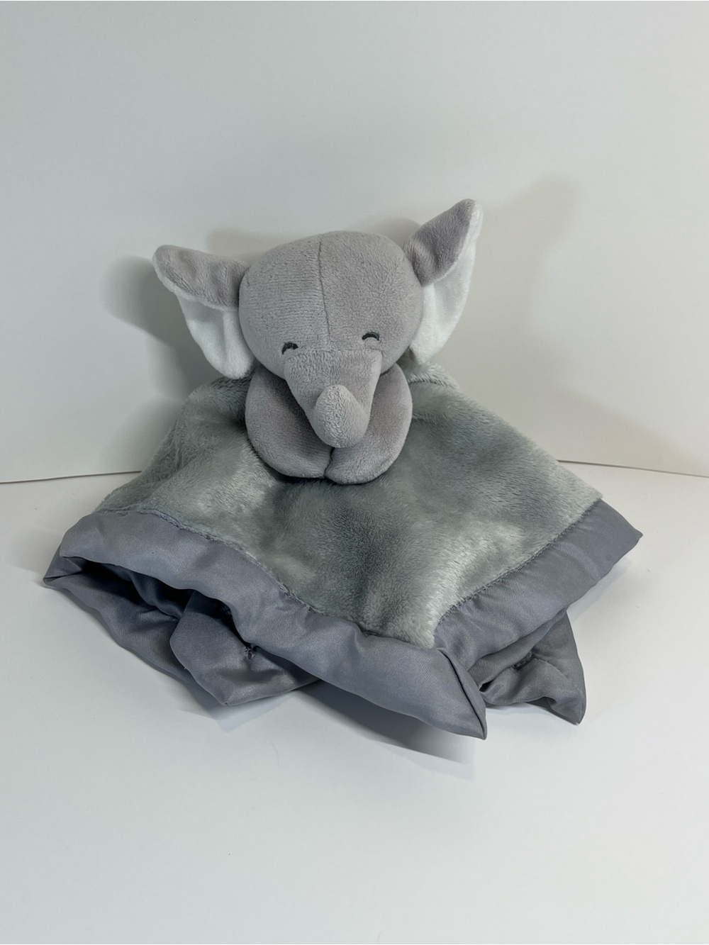 Carter's Elephant Baby Security Blanket Lovey Satin Trim Grey Plush Stuffed Toy